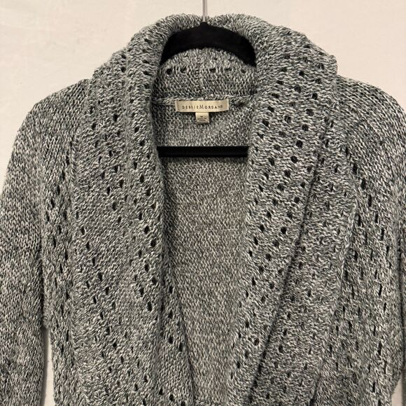 Debbie Morgan Open Front Crochet Style Shawl Cardigan Gray Women's Size Medium - Picture 4 of 10